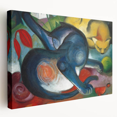 Expressionist Animal Art - Two Cats by Franz Marc | Vibrant Wall Art