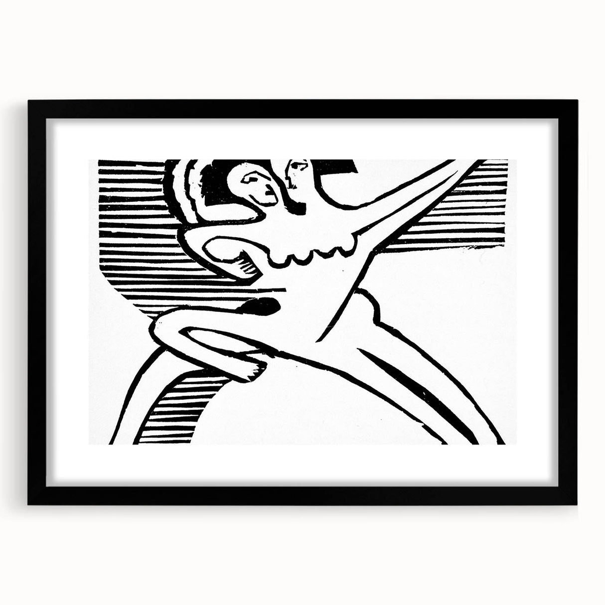 Expressionist Print - Two Dancers by Ernst Kirchner | Monochrome Wall Art