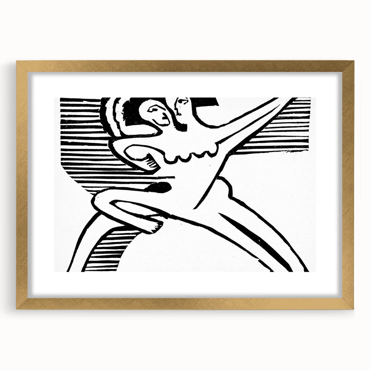 Expressionist Print - Two Dancers by Ernst Kirchner | Monochrome Wall Art