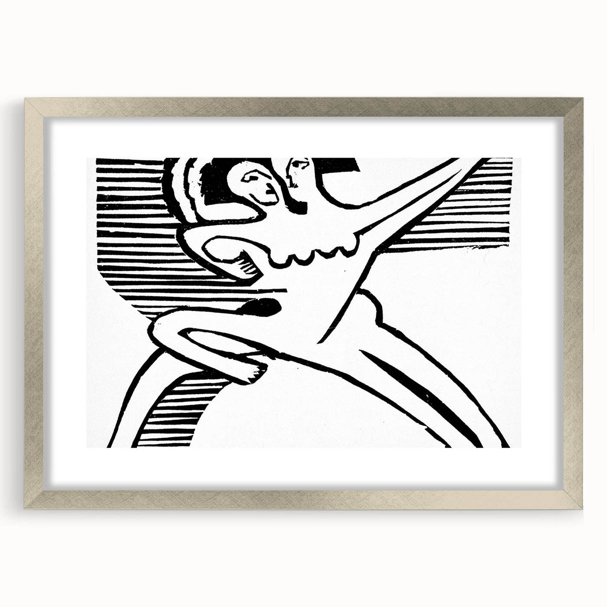 Expressionist Print - Two Dancers by Ernst Kirchner | Monochrome Wall Art