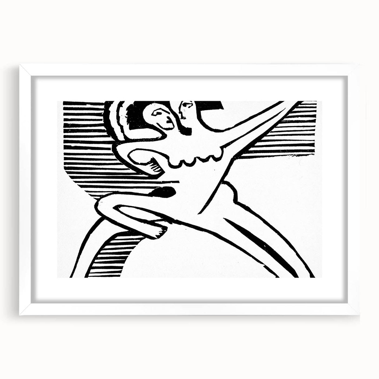 Expressionist Print - Two Dancers by Ernst Kirchner | Monochrome Wall Art