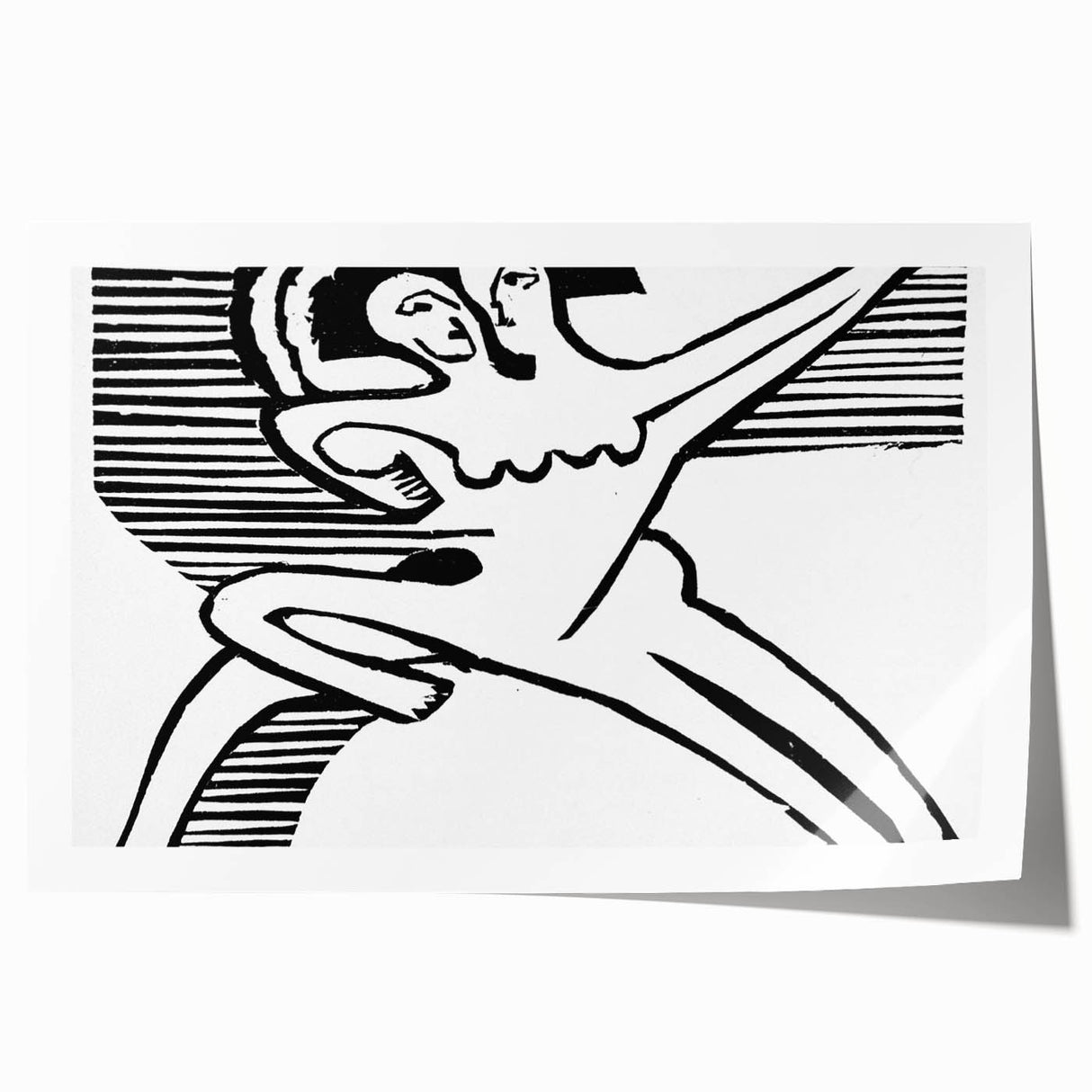 Expressionist Print - Two Dancers by Ernst Kirchner | Monochrome Wall Art