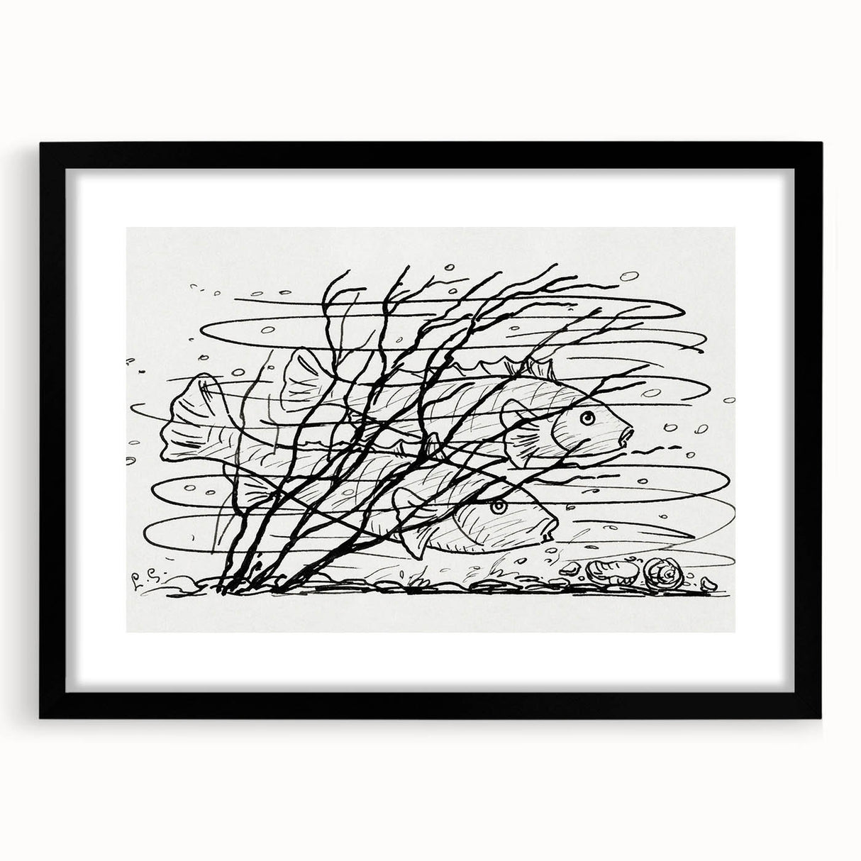 Expressionist Art: Two Fish in Water - Abstract Expressionism Print