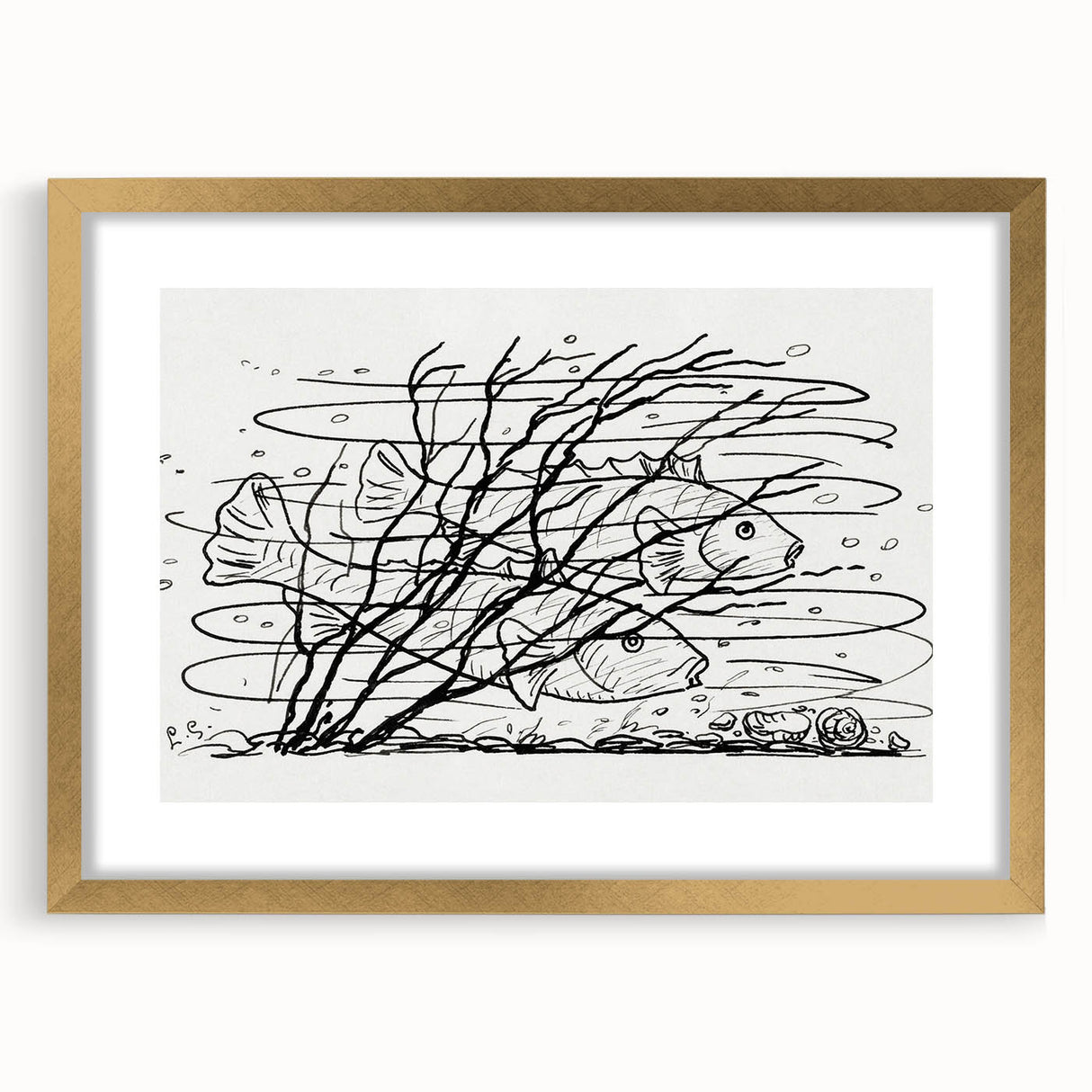 Expressionist Art: Two Fish in Water - Abstract Expressionism Print