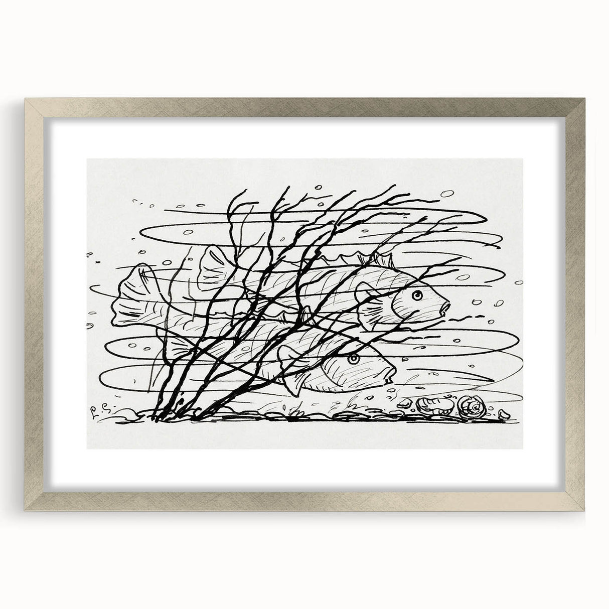 Expressionist Art: Two Fish in Water - Abstract Expressionism Print