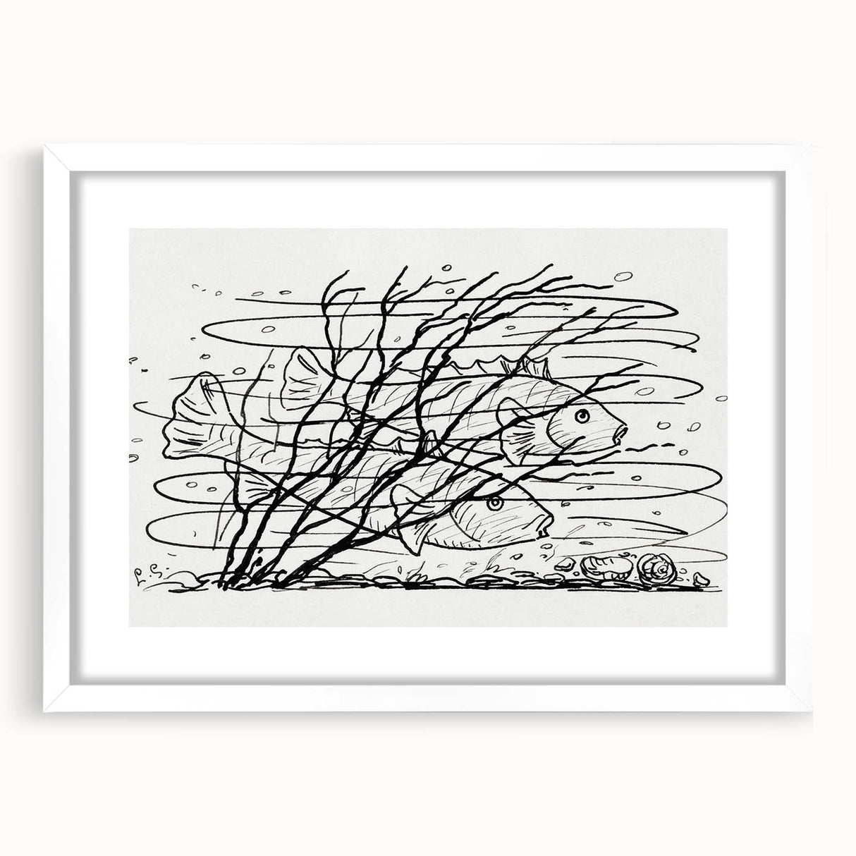 Expressionist Art: Two Fish in Water - Abstract Expressionism Print