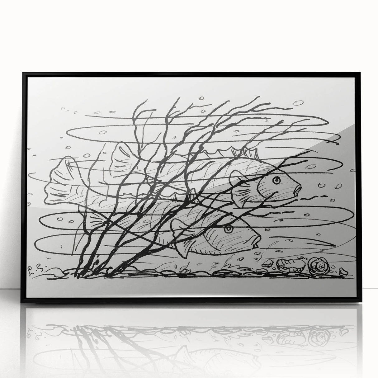 Expressionist Art: Two Fish in Water - Abstract Expressionism Print