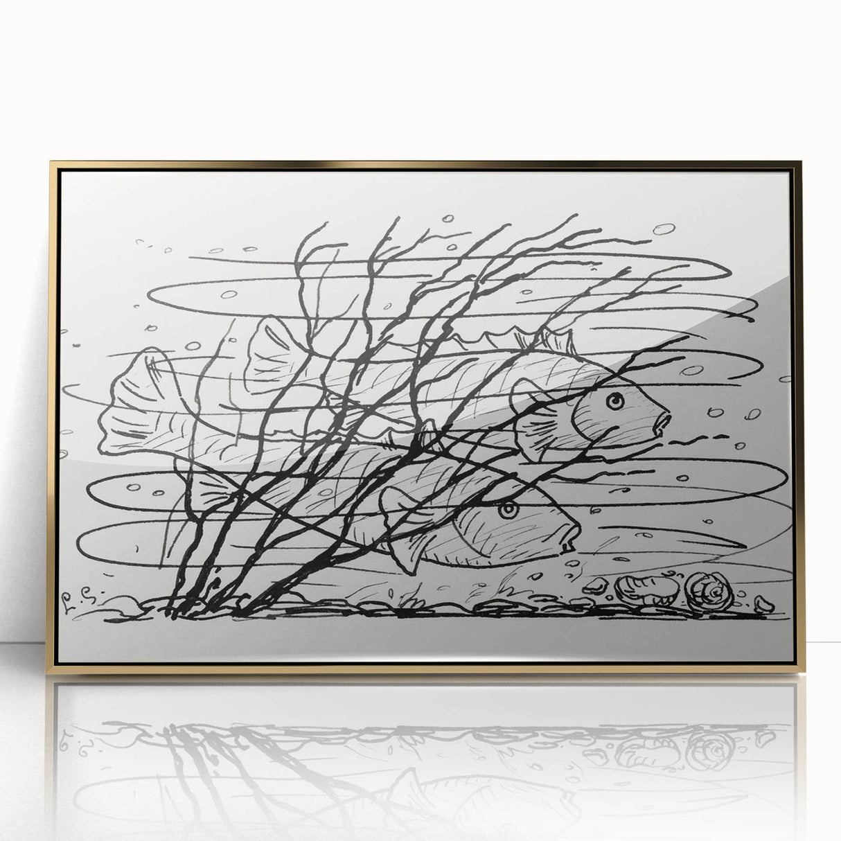 Expressionist Art: Two Fish in Water - Abstract Expressionism Print