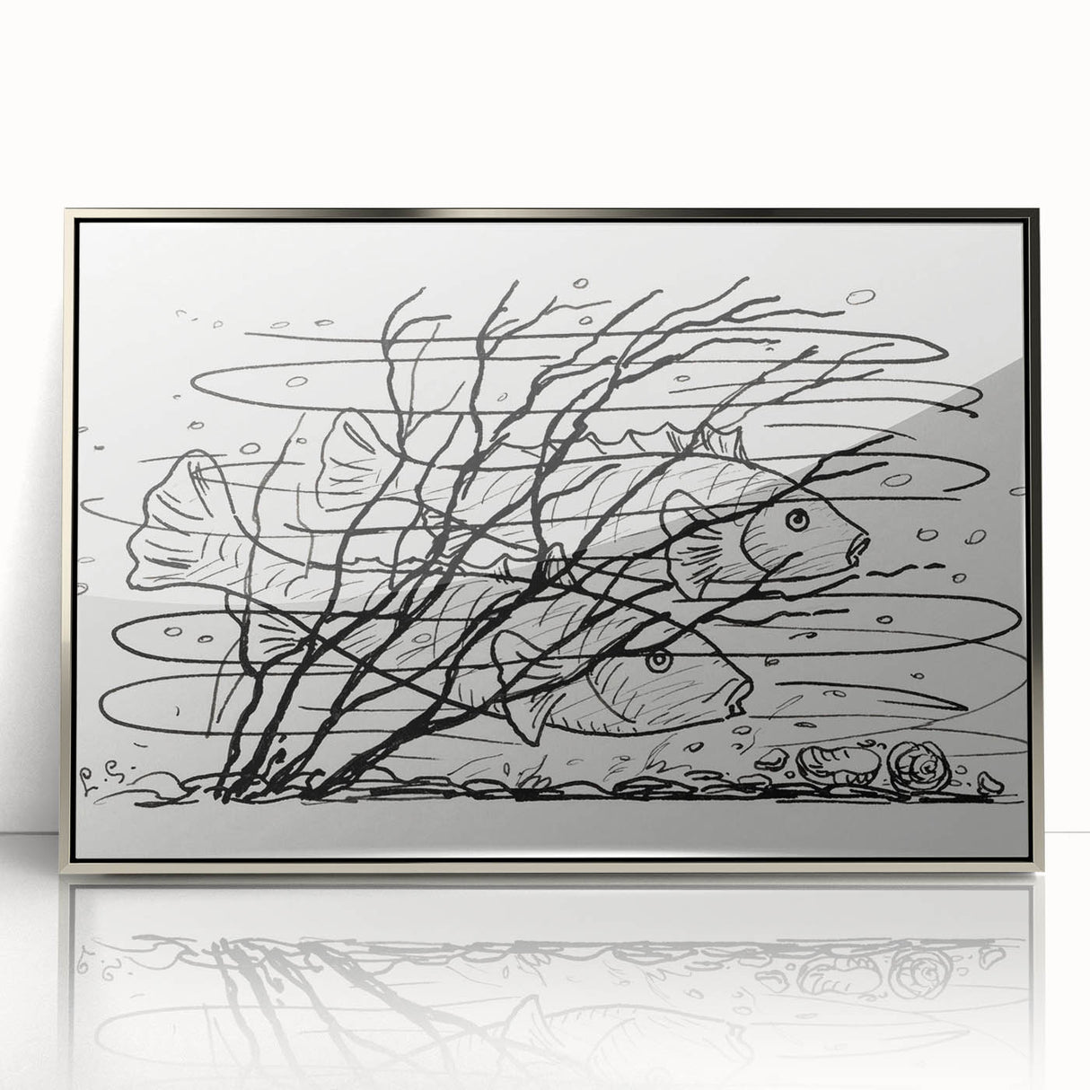 Expressionist Art: Two Fish in Water - Abstract Expressionism Print