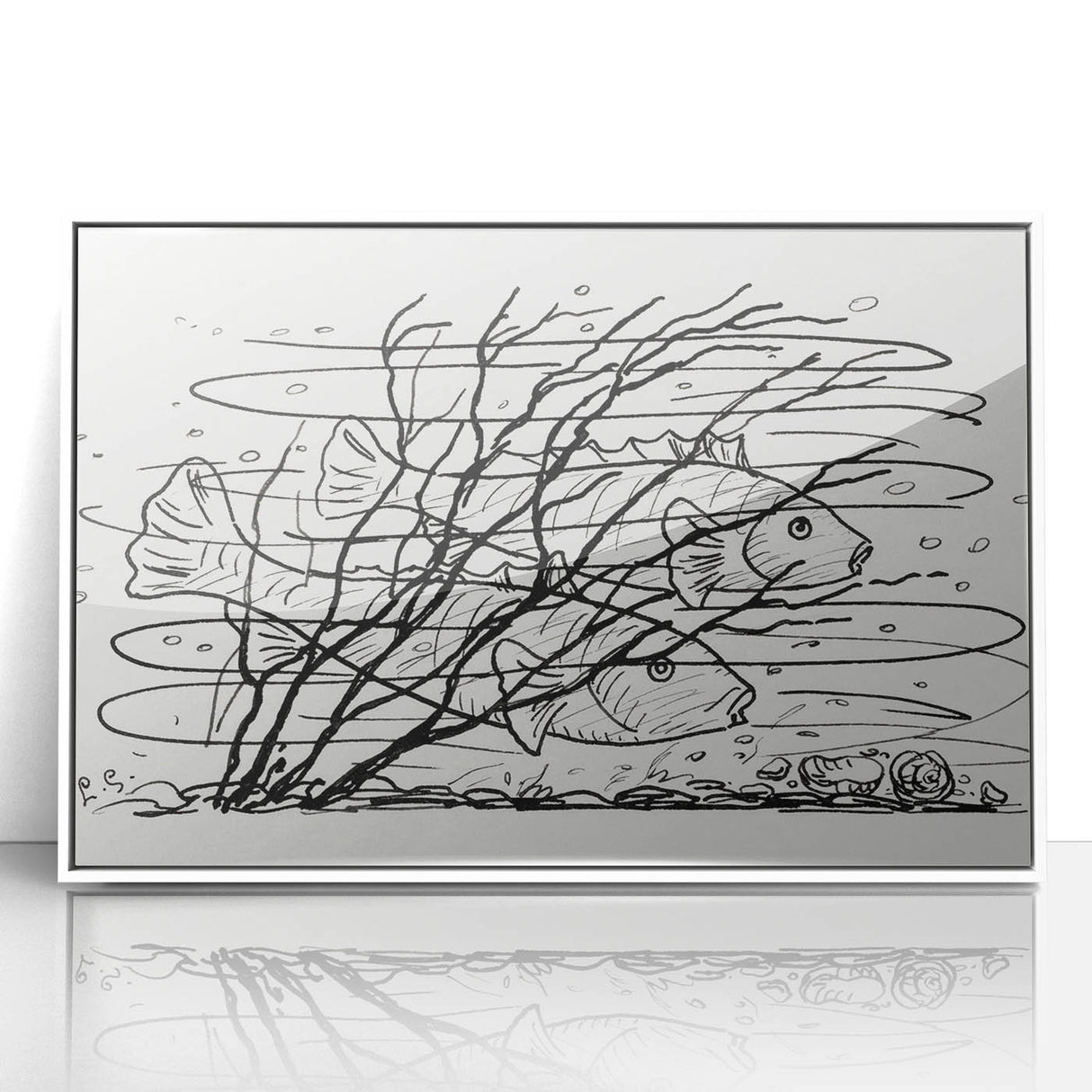 Expressionist Art: Two Fish in Water - Abstract Expressionism Print