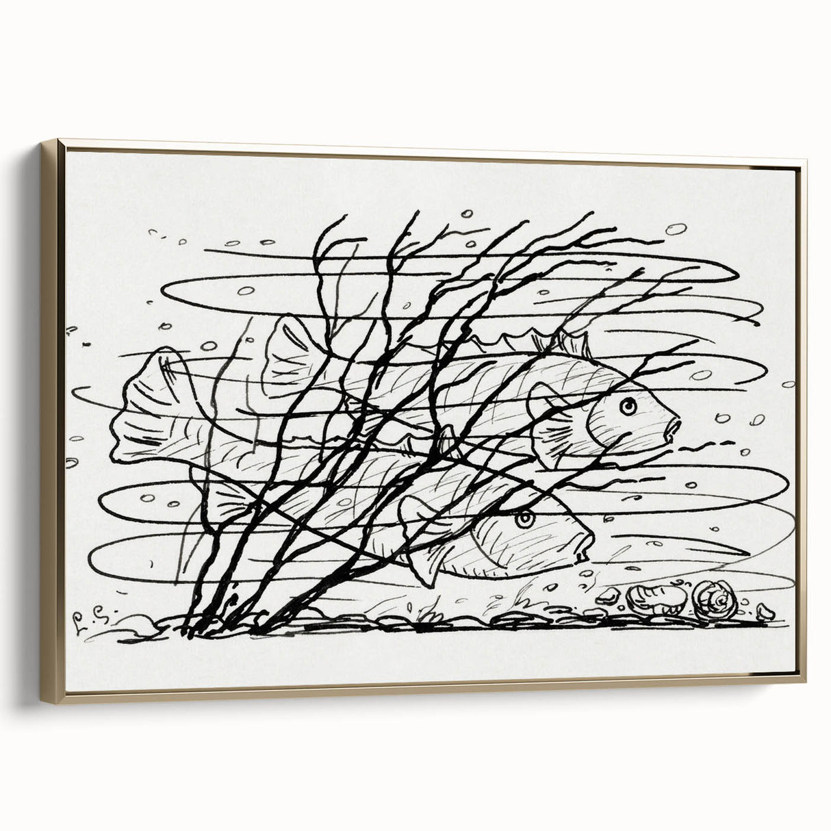 Expressionist Art: Two Fish in Water - Abstract Expressionism Print