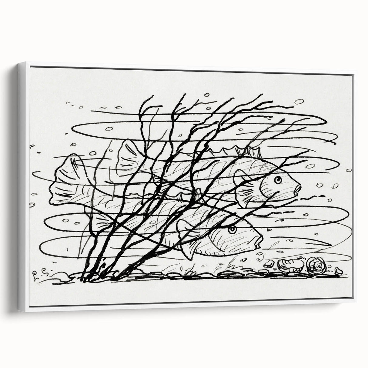 Expressionist Art: Two Fish in Water - Abstract Expressionism Print