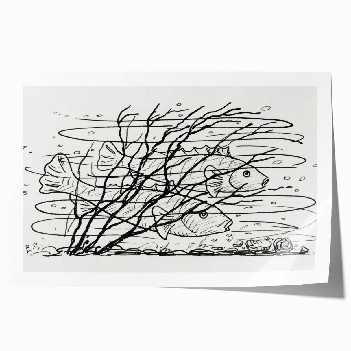 Expressionist Art: Two Fish in Water - Abstract Expressionism Print