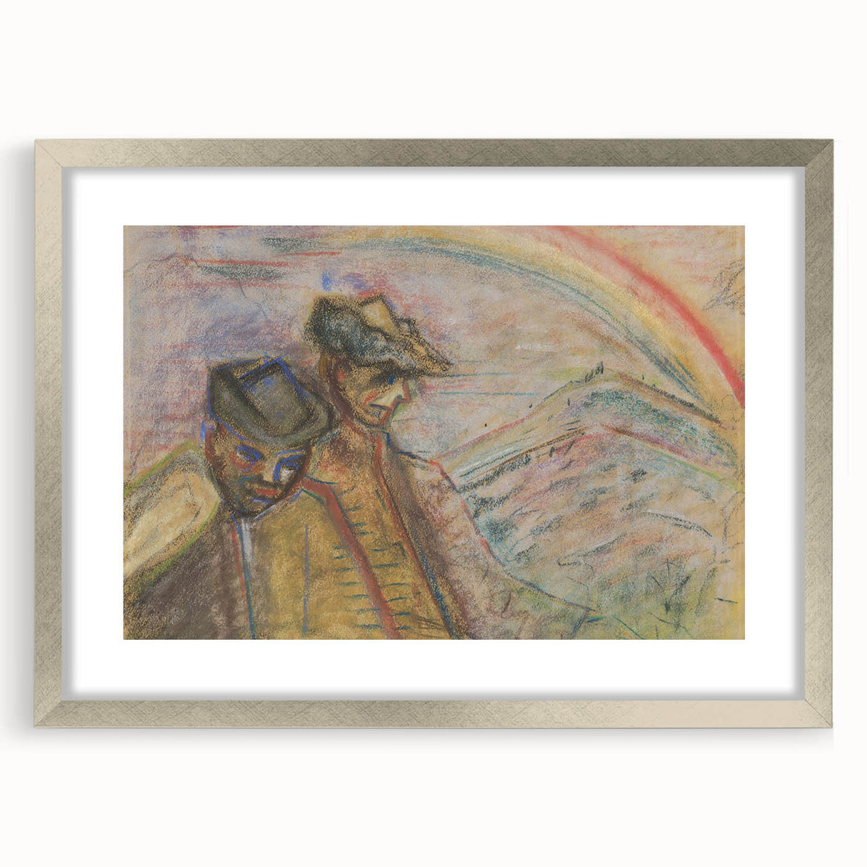 Expressionist Art: Two Men in Landscape - Abstract Expressionism Print