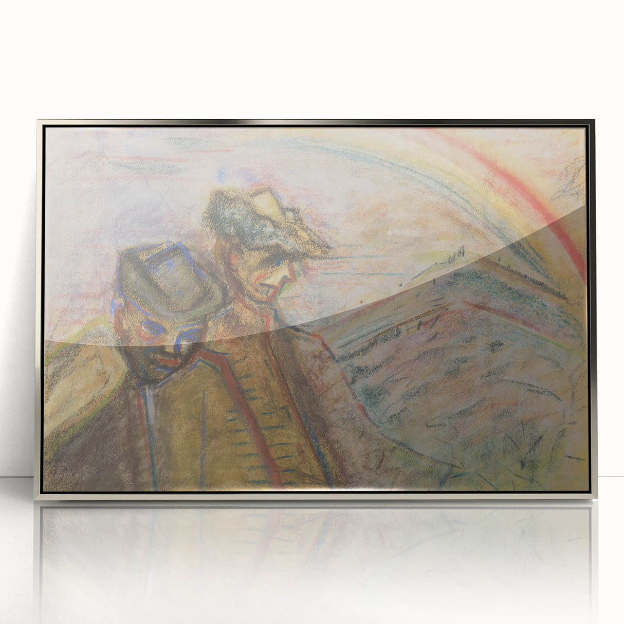 Expressionist Art: Two Men in Landscape - Abstract Expressionism Print