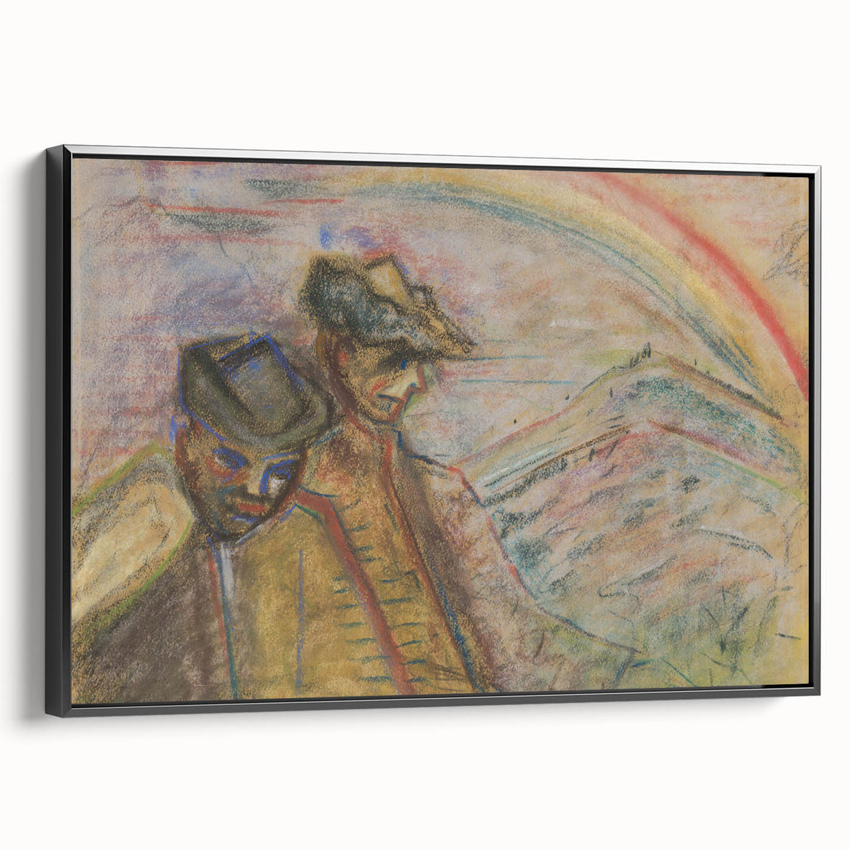 Expressionist Art: Two Men in Landscape - Abstract Expressionism Print