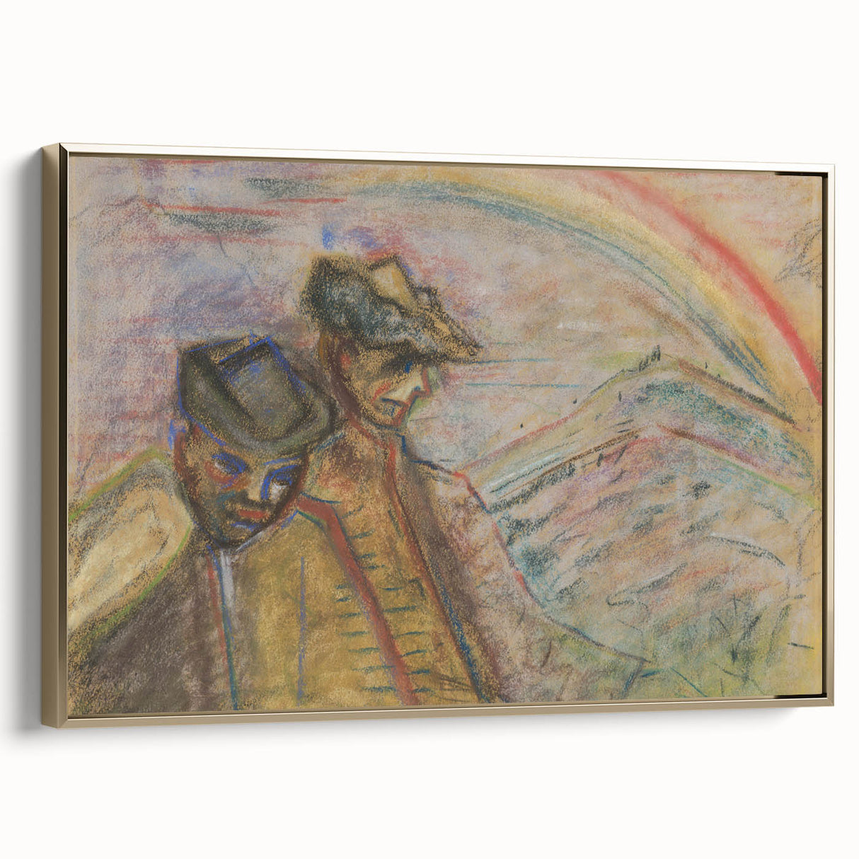 Expressionist Art: Two Men in Landscape - Abstract Expressionism Print