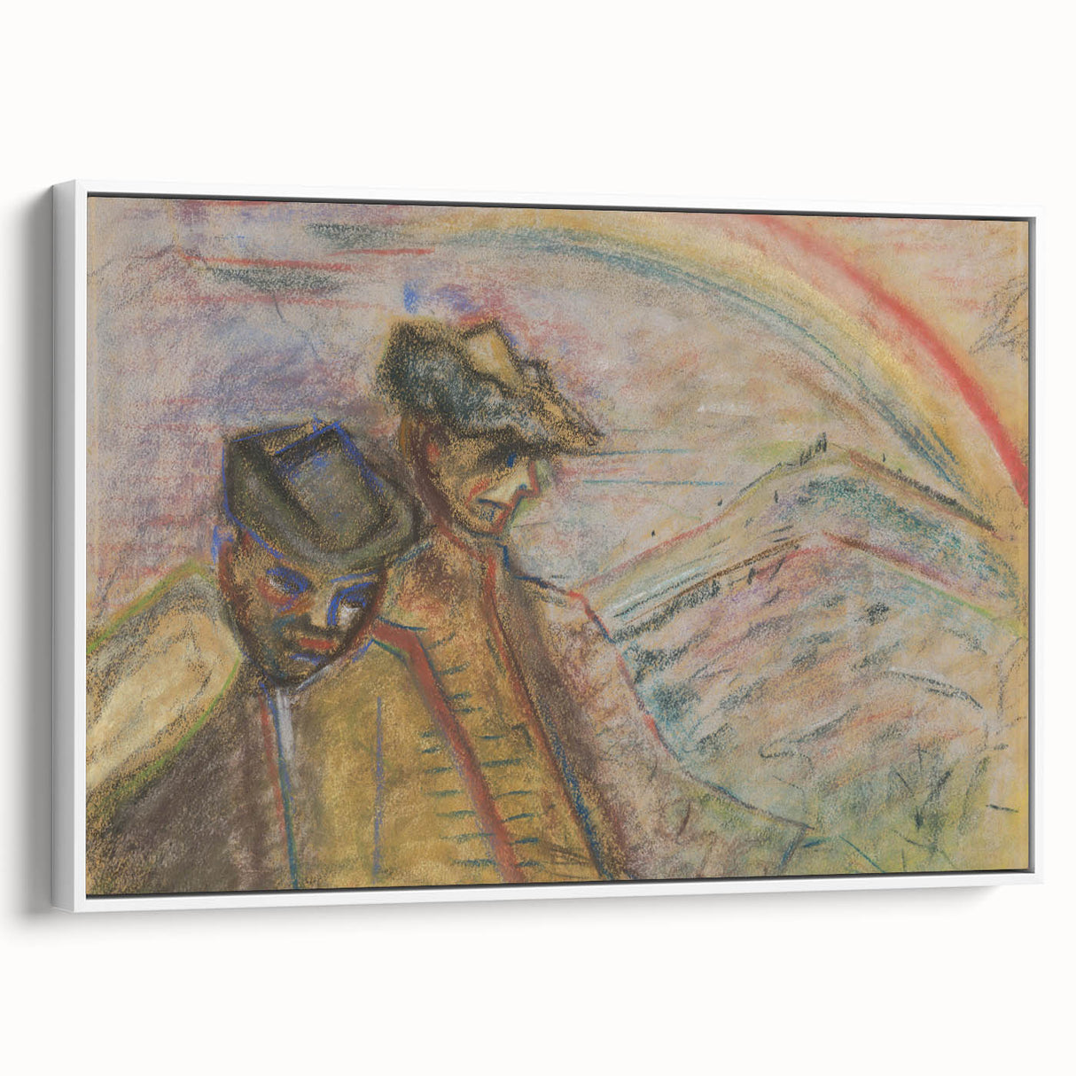 Expressionist Art: Two Men in Landscape - Abstract Expressionism Print