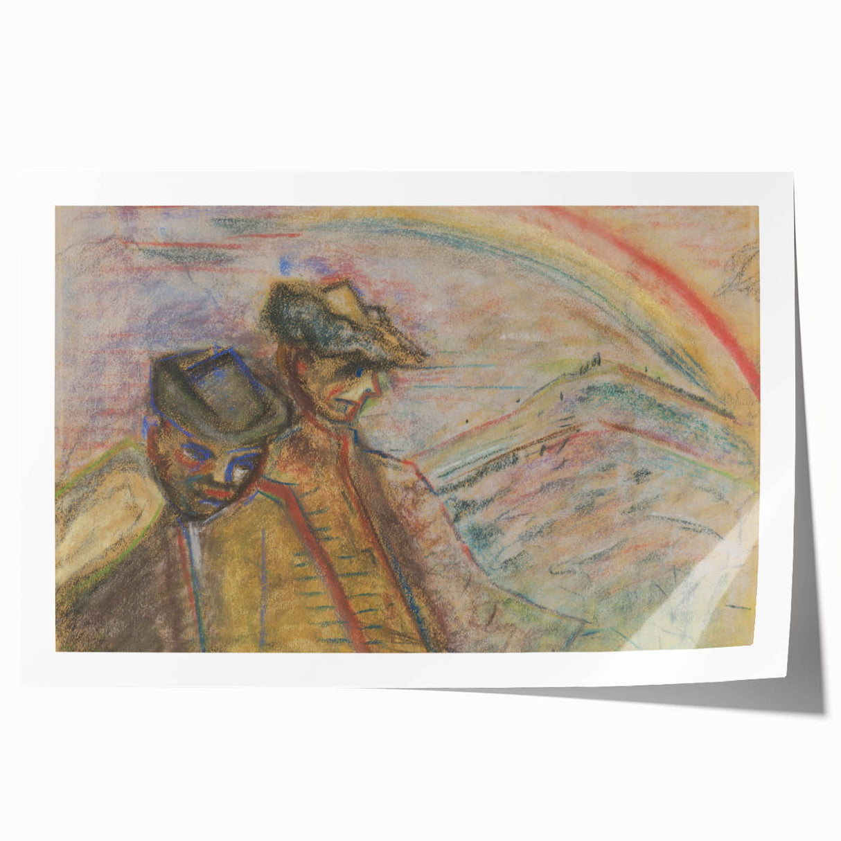 Expressionist Art: Two Men in Landscape - Abstract Expressionism Print