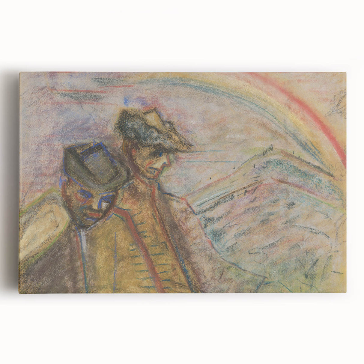 Expressionist Art: Two Men in Landscape - Abstract Expressionism Print