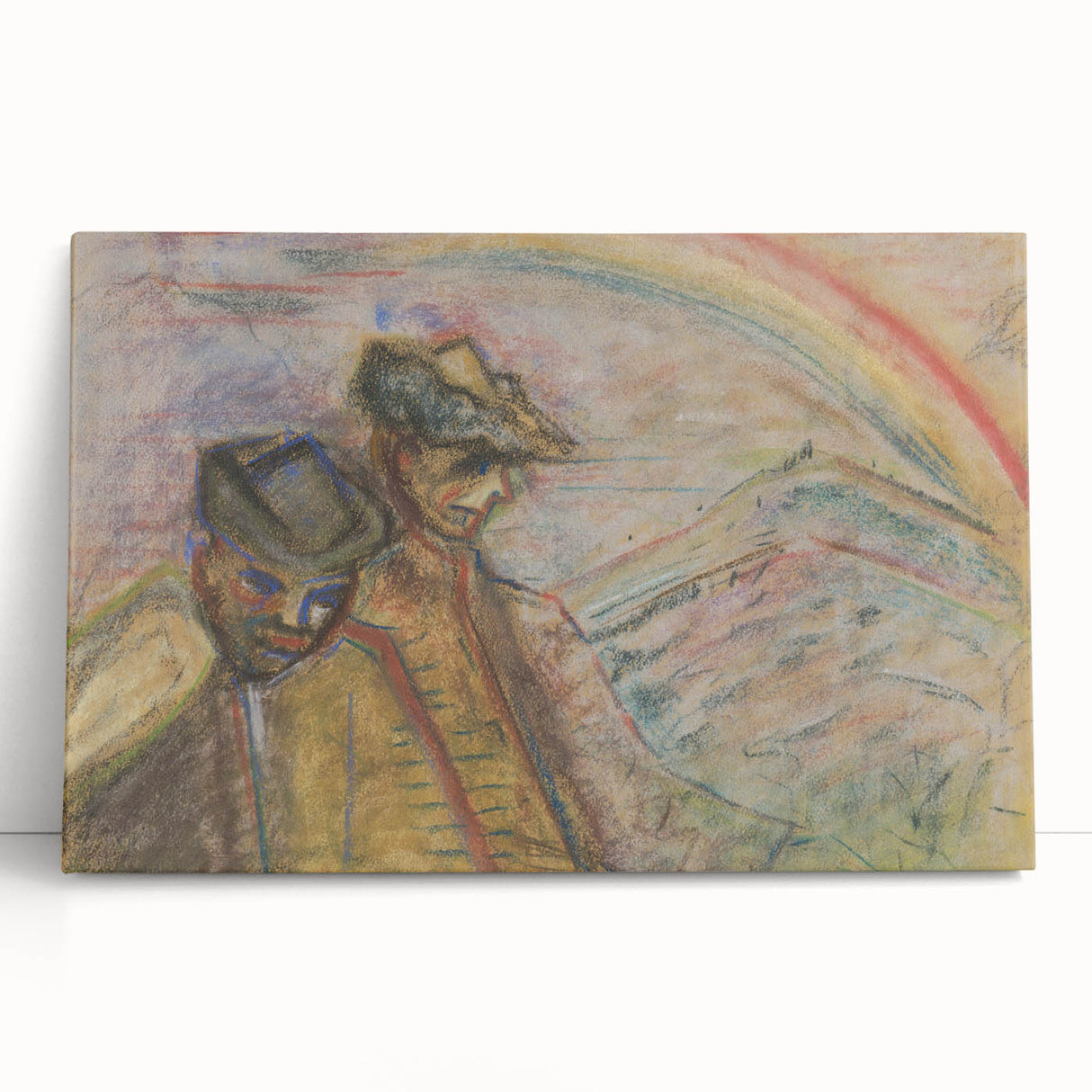 Expressionist Art: Two Men in Landscape - Abstract Expressionism Print
