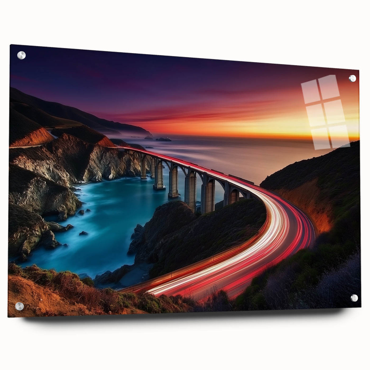 Coastal Bridge at Sunset – Dynamic Abstract Motion Wall Art