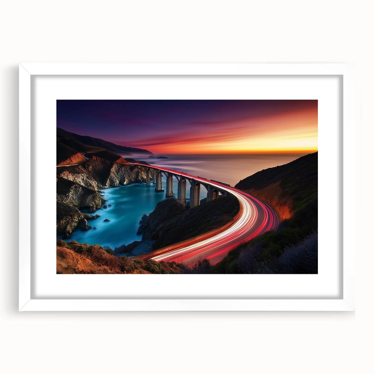 Coastal Bridge at Sunset – Dynamic Abstract Motion Wall Art
