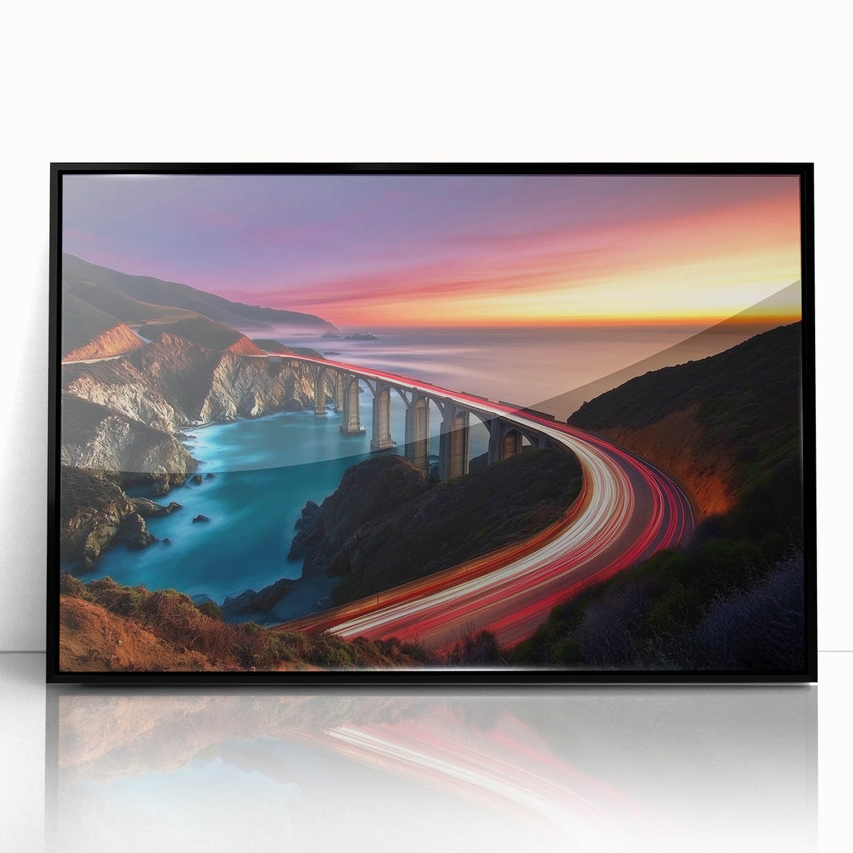 Coastal Bridge at Sunset – Dynamic Abstract Motion Wall Art