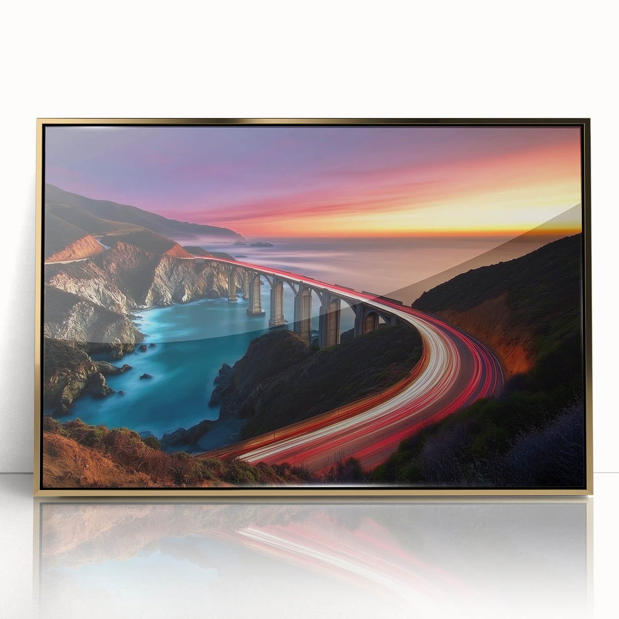 Coastal Bridge at Sunset – Dynamic Abstract Motion Wall Art