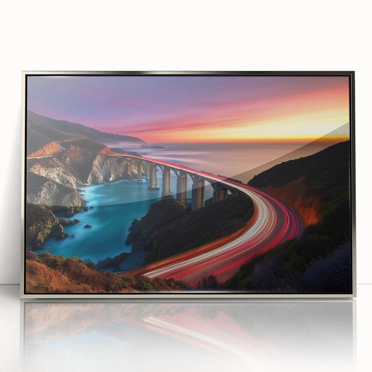 Coastal Bridge at Sunset – Dynamic Abstract Motion Wall Art