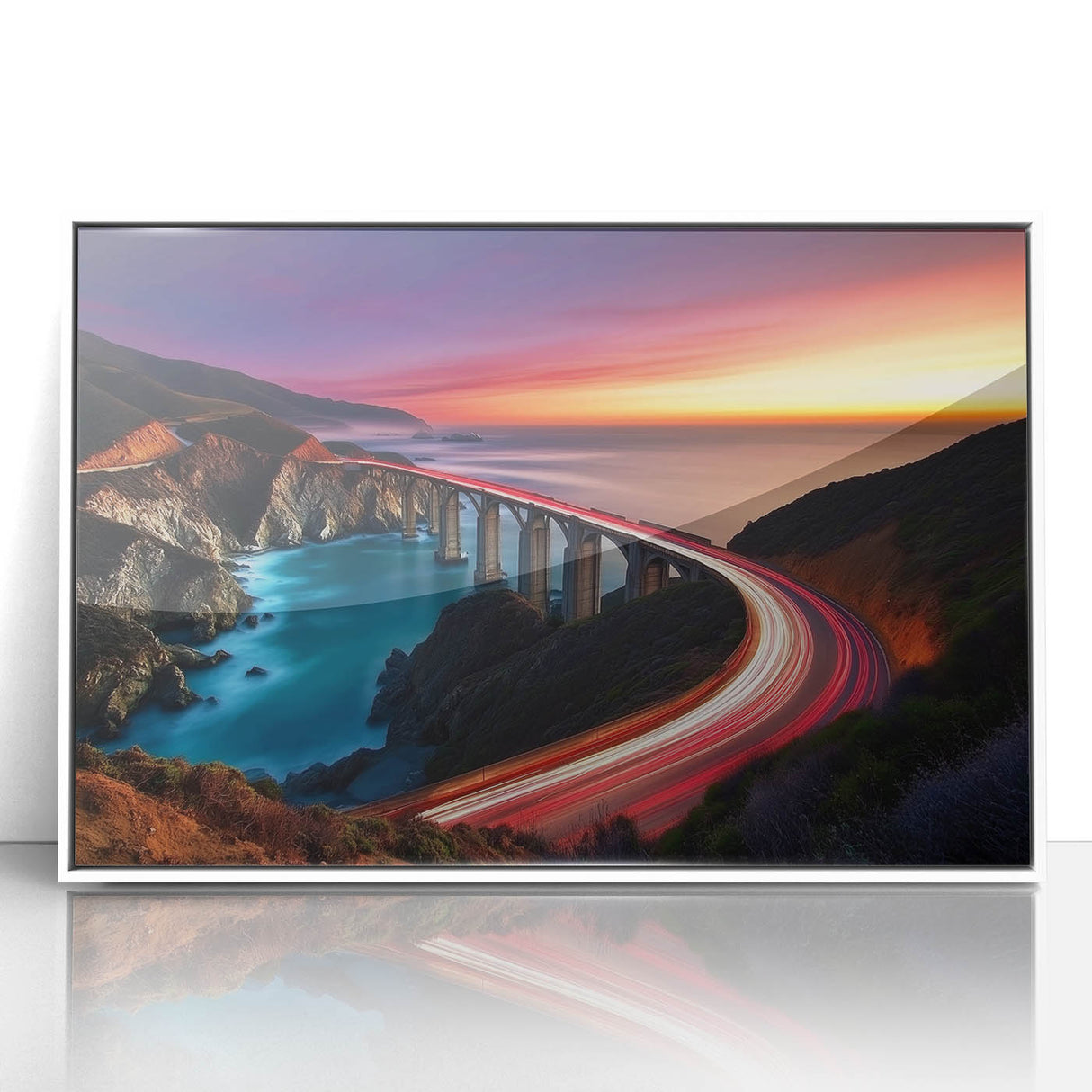 Coastal Bridge at Sunset – Dynamic Abstract Motion Wall Art