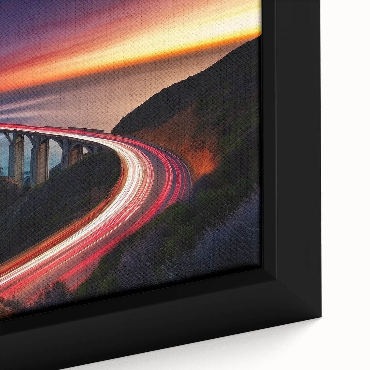 Coastal Bridge at Sunset – Dynamic Abstract Motion Wall Art