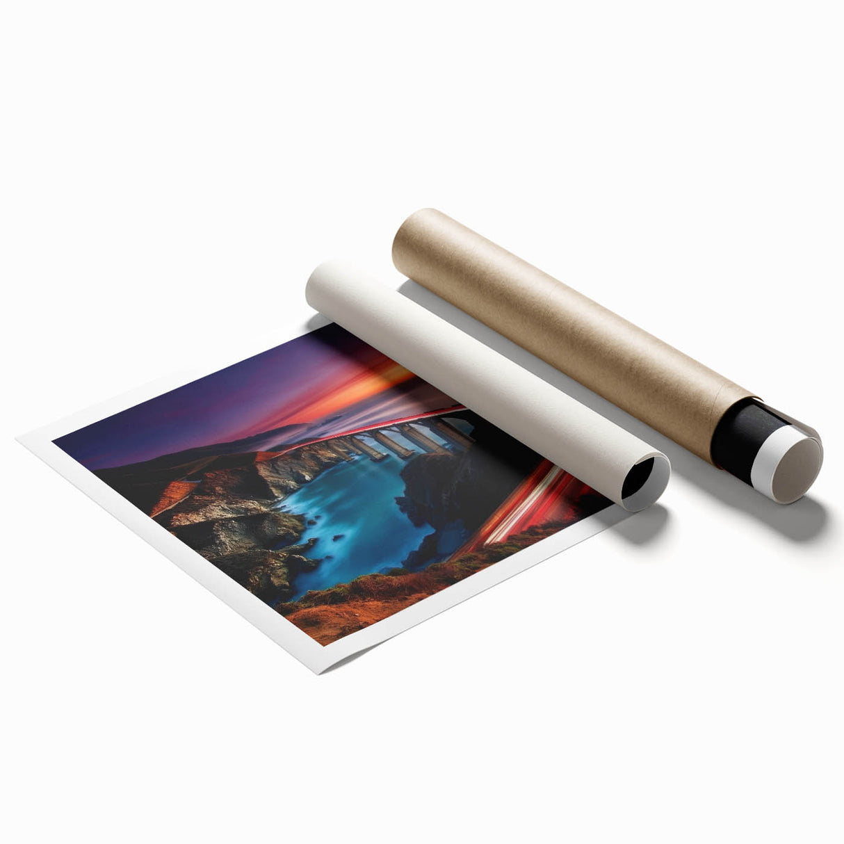 Coastal Bridge at Sunset – Dynamic Abstract Motion Wall Art