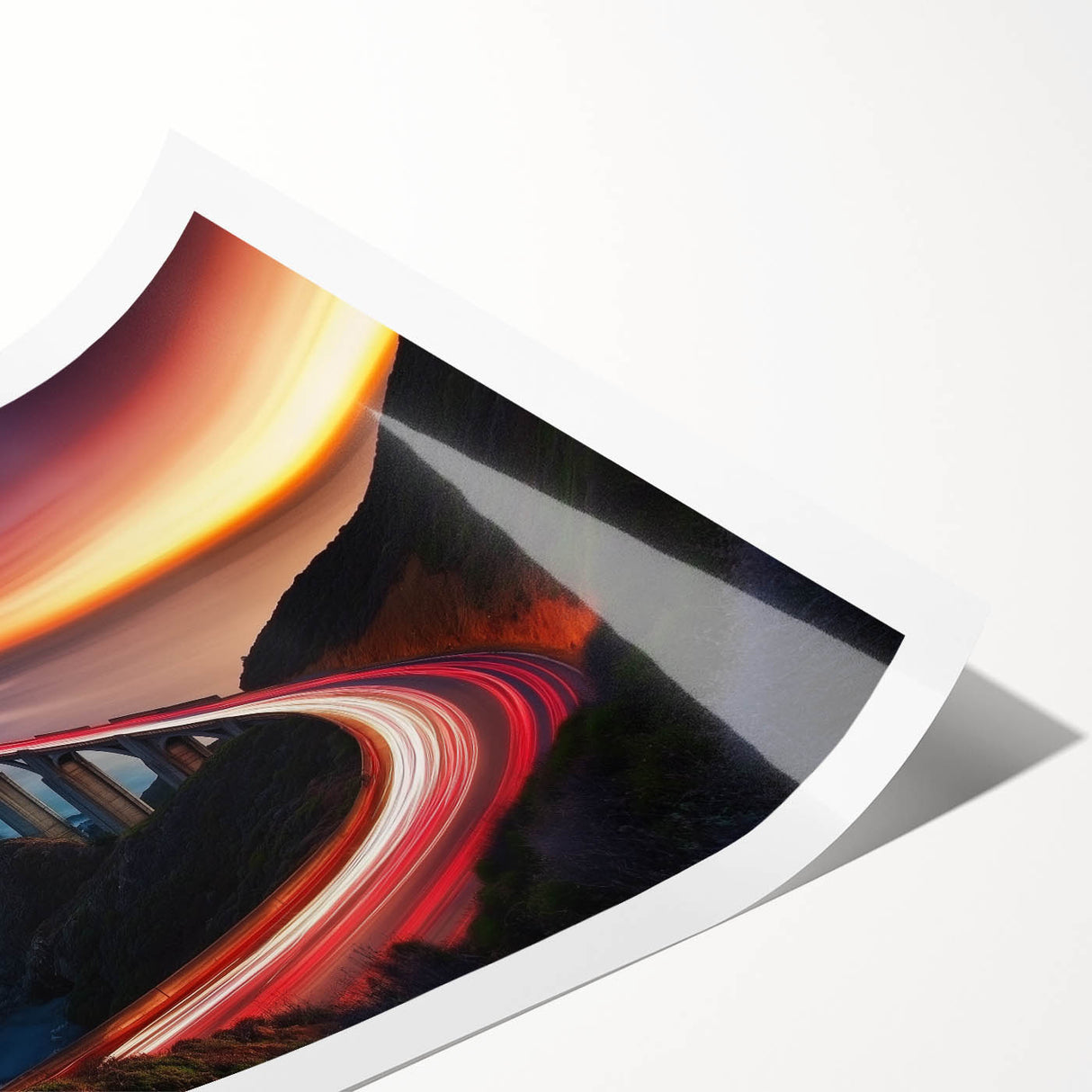 Coastal Bridge at Sunset – Dynamic Abstract Motion Wall Art