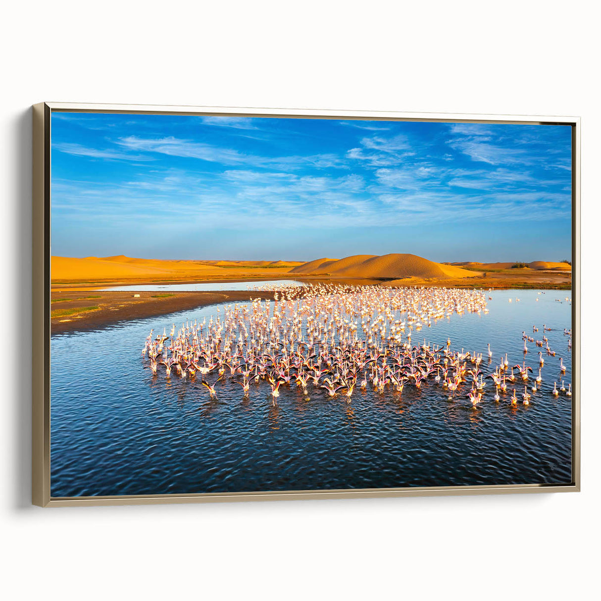 Framed canvas landscape art painting of Namibia scenery, featuring vibrant earth tones.