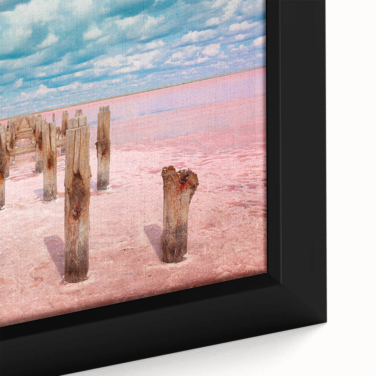 Extra large framed canvas featuring a textured depiction of Yucatan scenery in black with colorful accents.