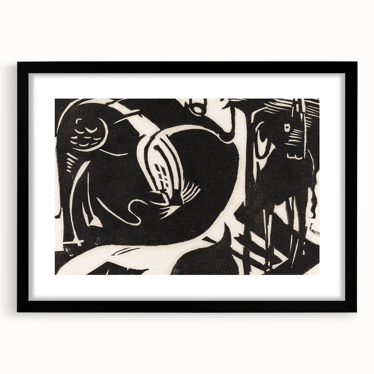 Expressionist Art: Two Mythical Animals - Abstract Expressionism Print