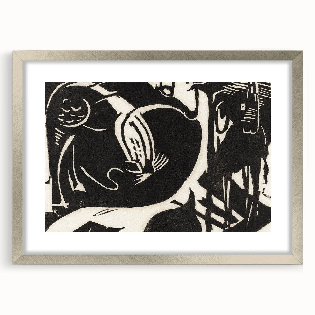 Expressionist Art: Two Mythical Animals - Abstract Expressionism Print