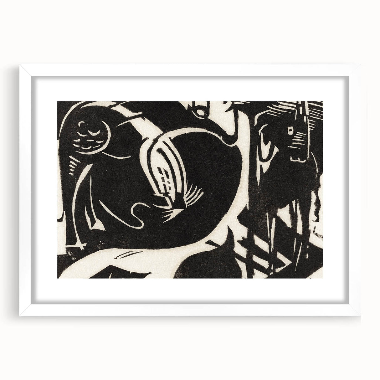 Expressionist Art: Two Mythical Animals - Abstract Expressionism Print