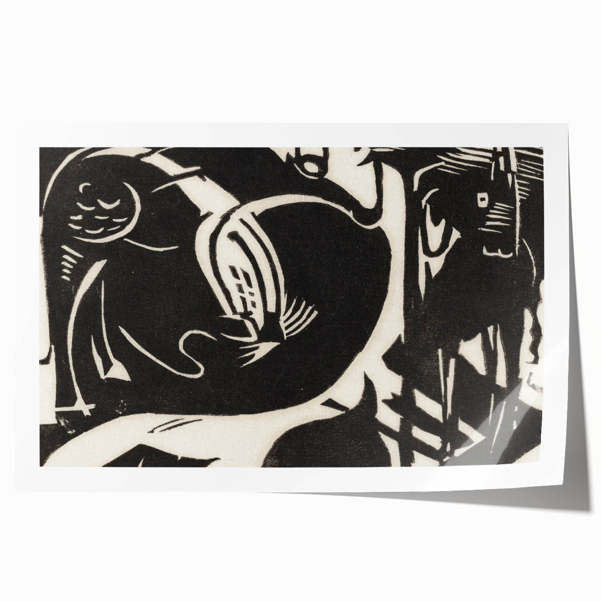 Expressionist Art: Two Mythical Animals - Abstract Expressionism Print