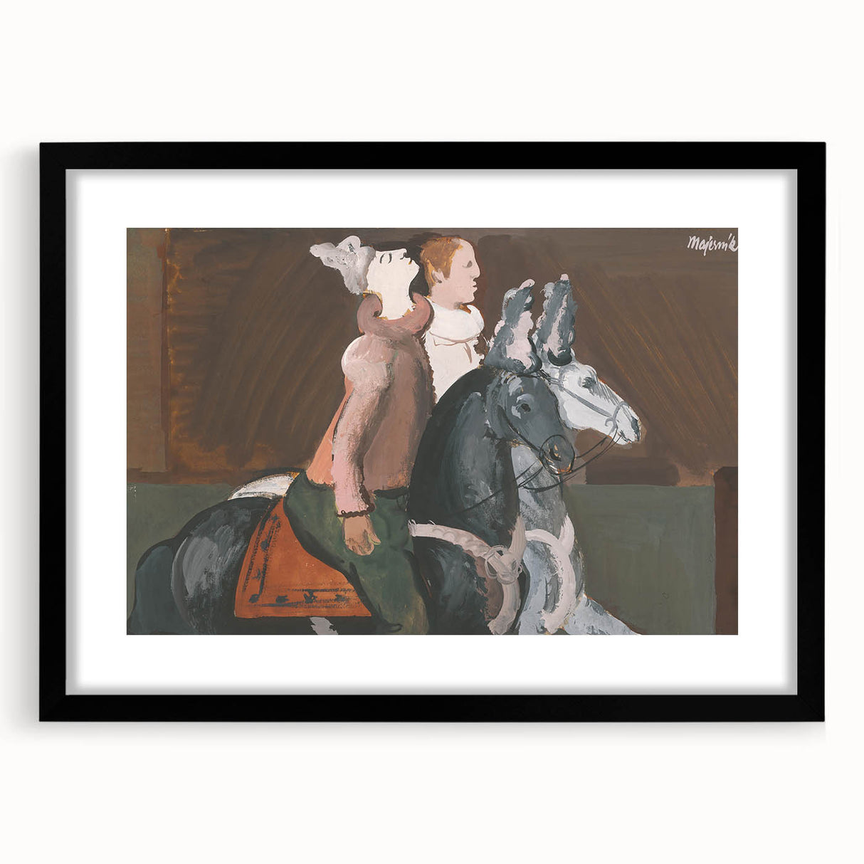 Expressionist Art: Two Riders - Abstract Expressionism Painting Print