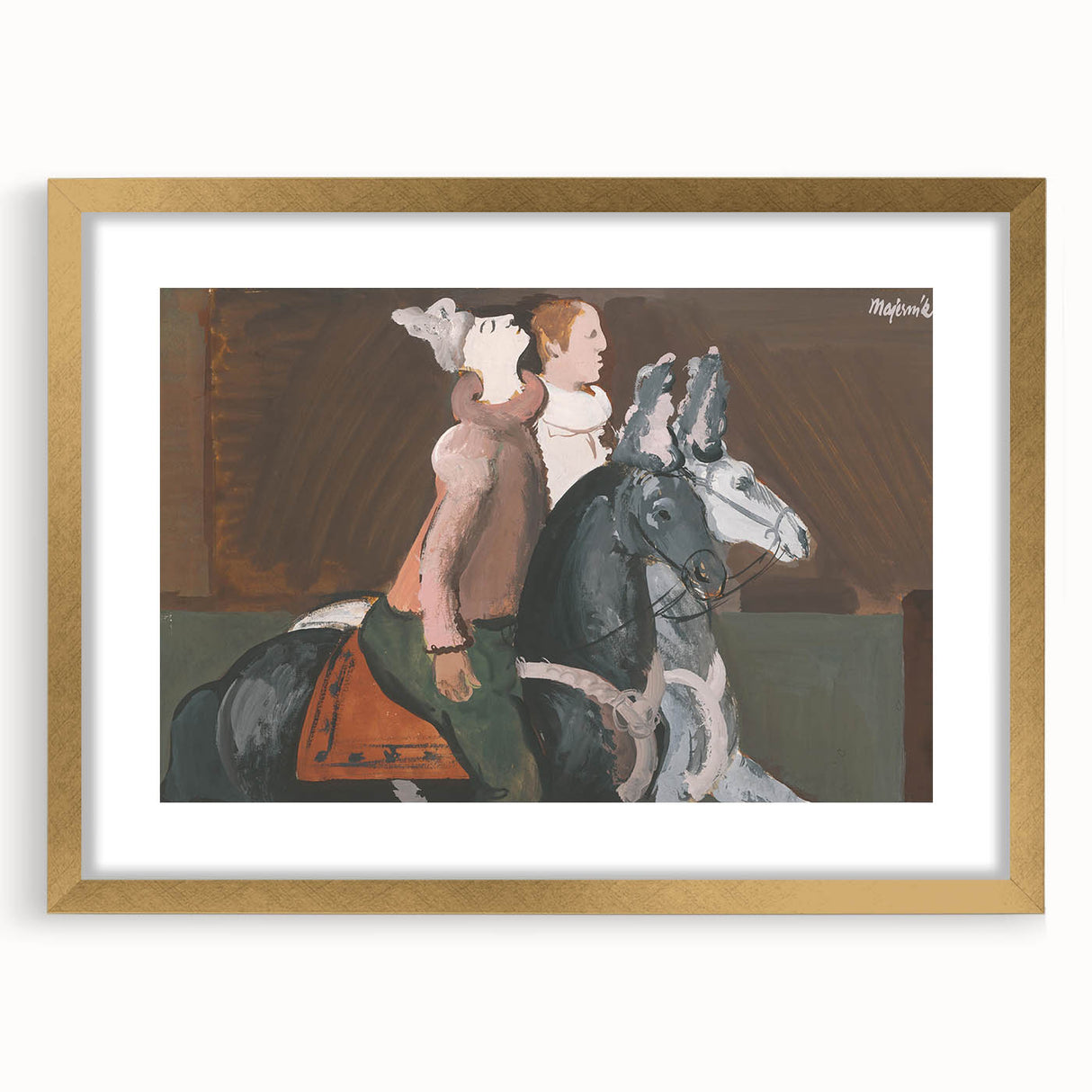 Expressionist Art: Two Riders - Abstract Expressionism Painting Print