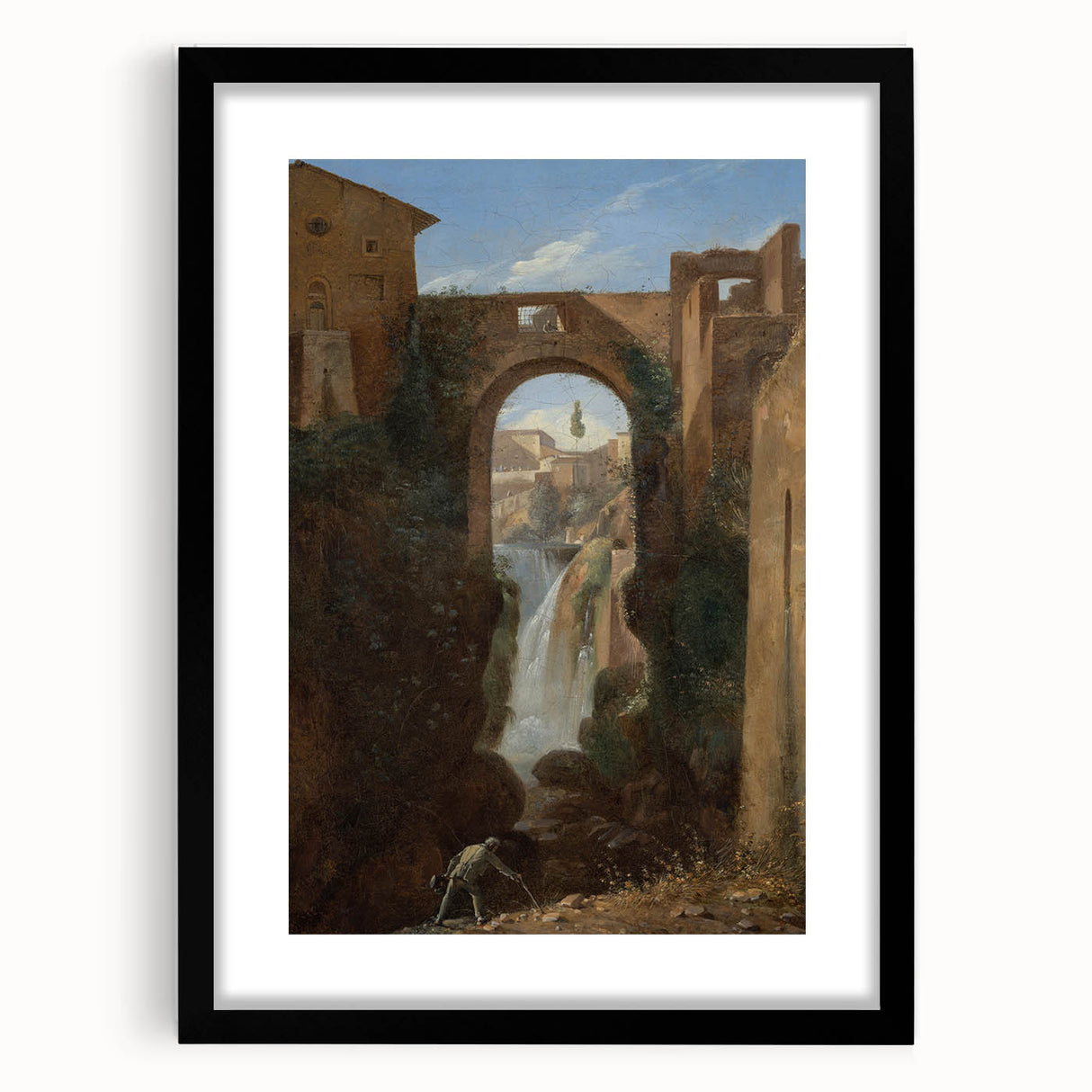 Romanticism Art: Ponte San Rocco by Granet - Landscape Canvas Print