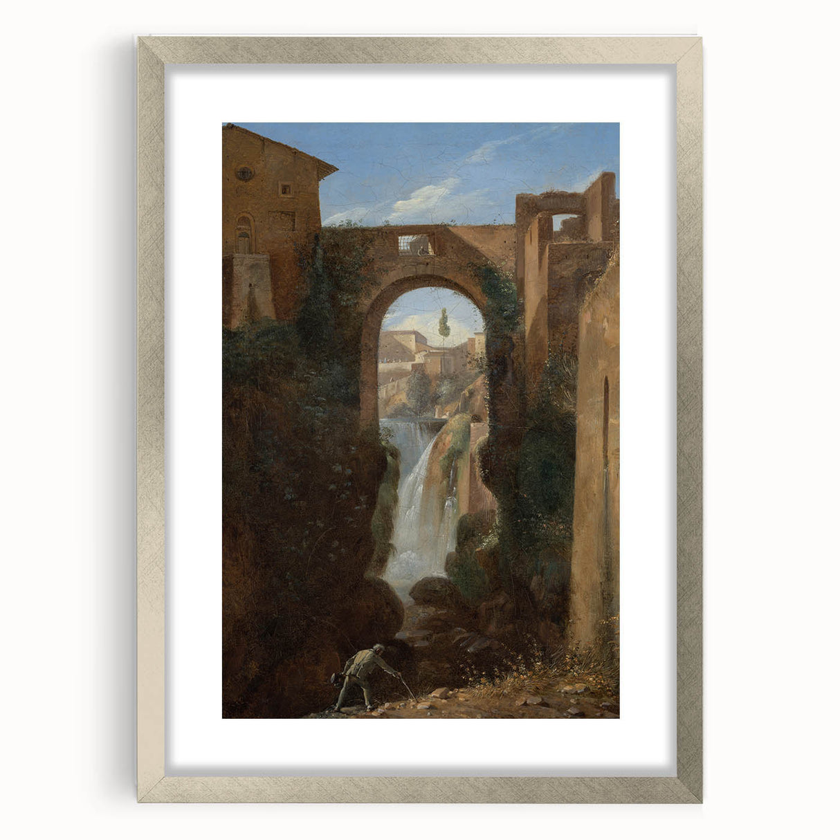 Romanticism Art: Ponte San Rocco by Granet - Landscape Canvas Print