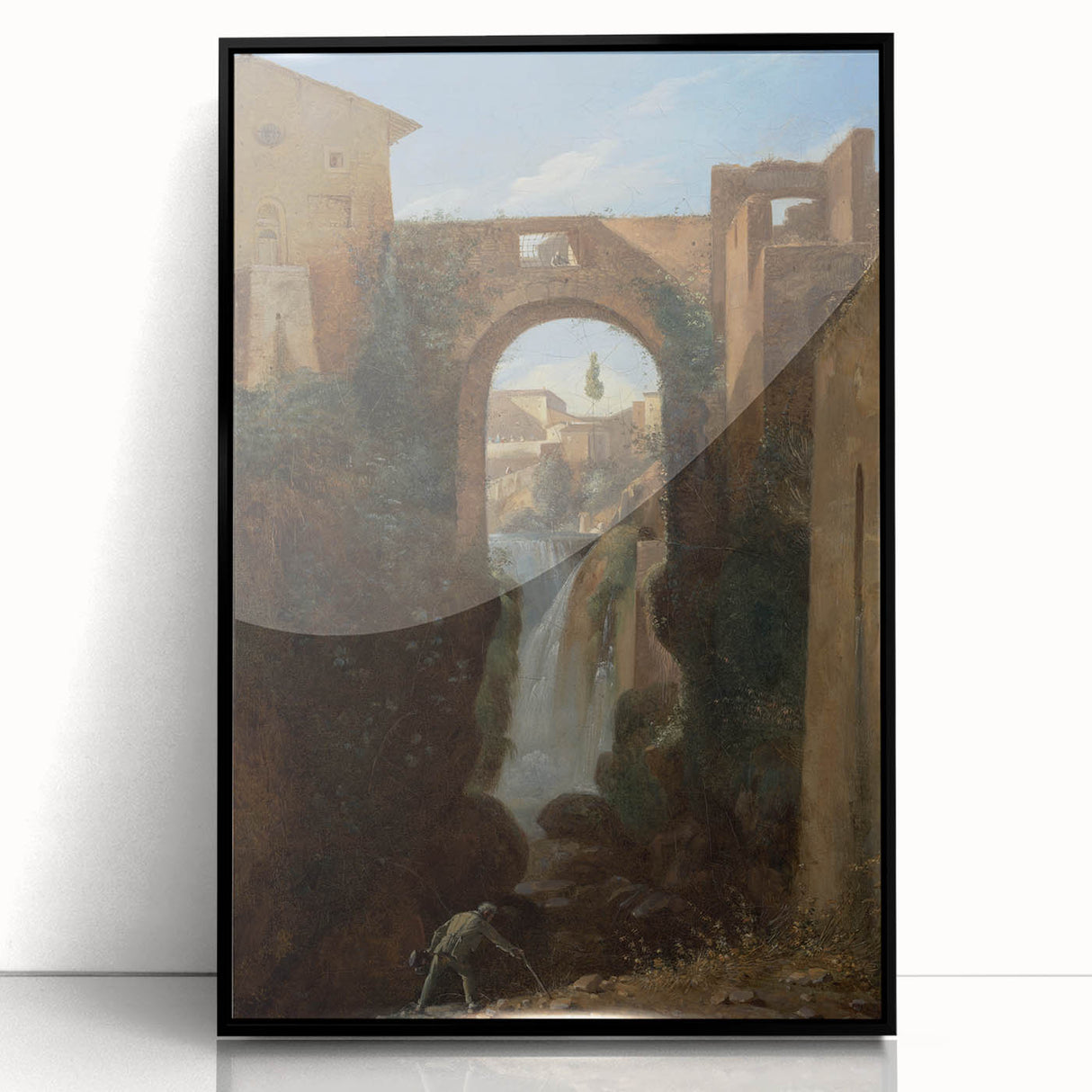Romanticism Art: Ponte San Rocco by Granet - Landscape Canvas Print