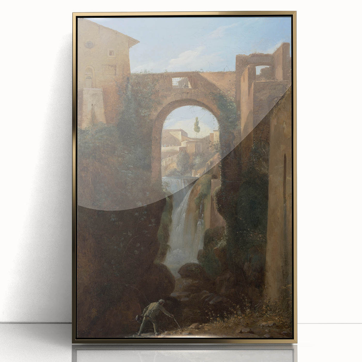 Romanticism Art: Ponte San Rocco by Granet - Landscape Canvas Print