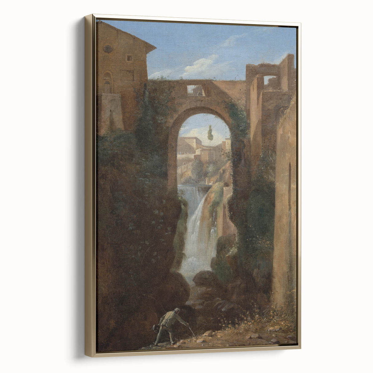 Romanticism Art: Ponte San Rocco by Granet - Landscape Canvas Print