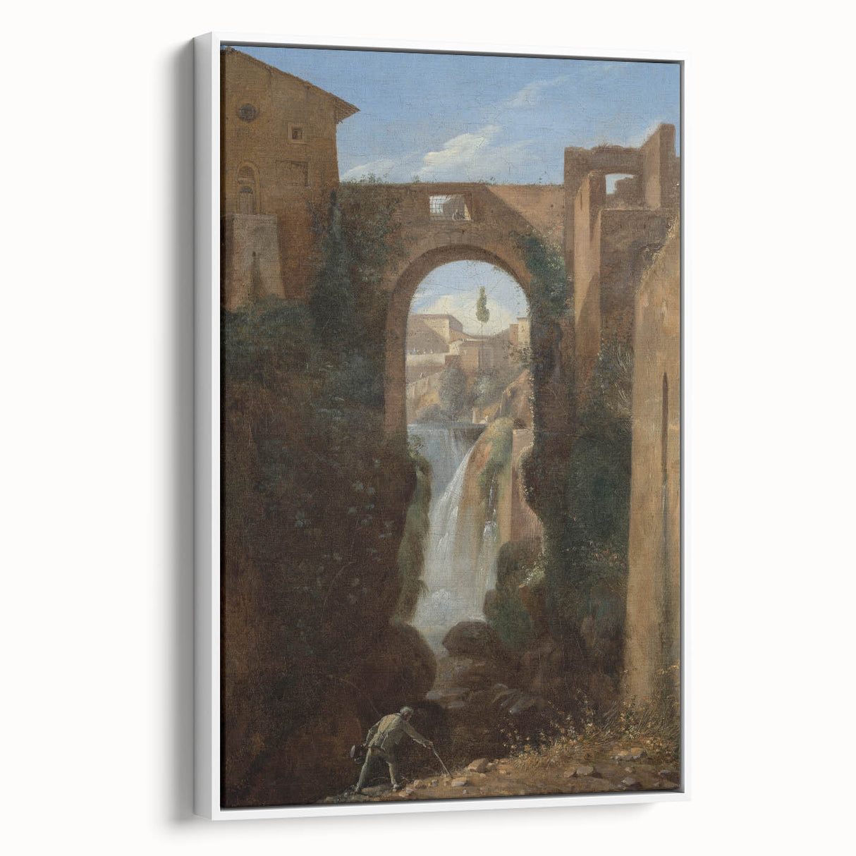 Romanticism Art: Ponte San Rocco by Granet - Landscape Canvas Print