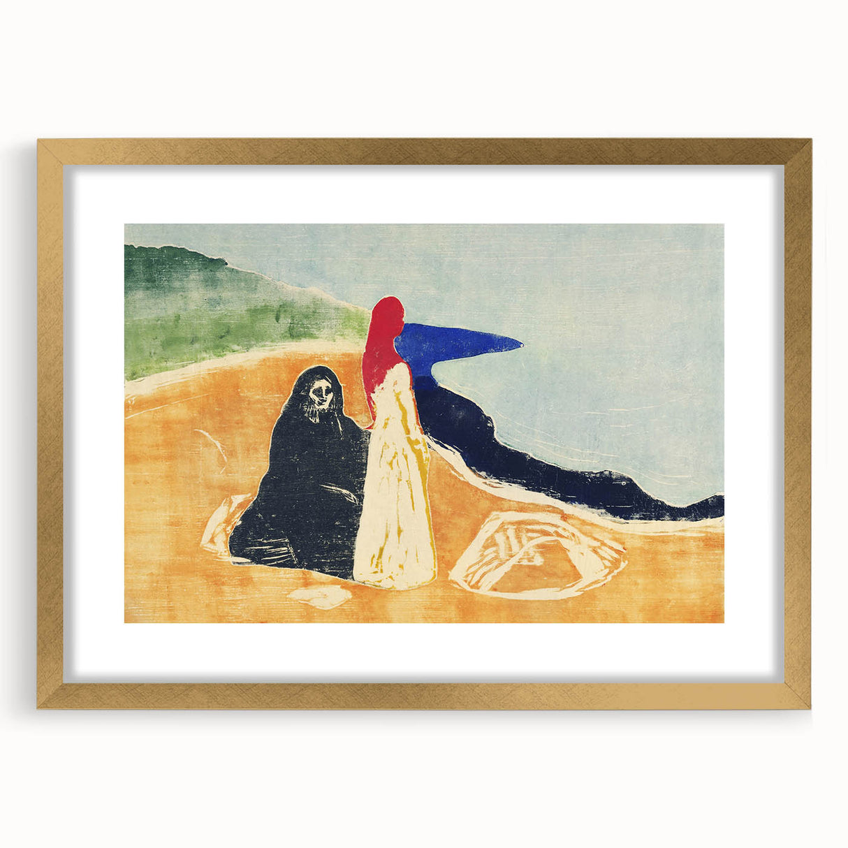 Expressionist Art: Two Women on the Shore - Abstract Expressionism Print