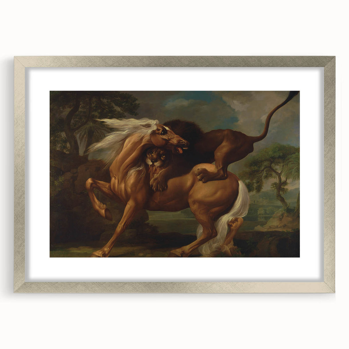 Romanticism Art: Lion Attacking a Horse by Stubbs - Wildlife Canvas Print